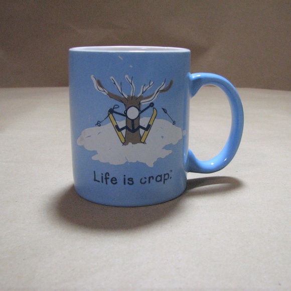 Life is Crap Snow Skier into Tree Funny Coffee Mug Joke Gag Gift - Picture 2 of 5